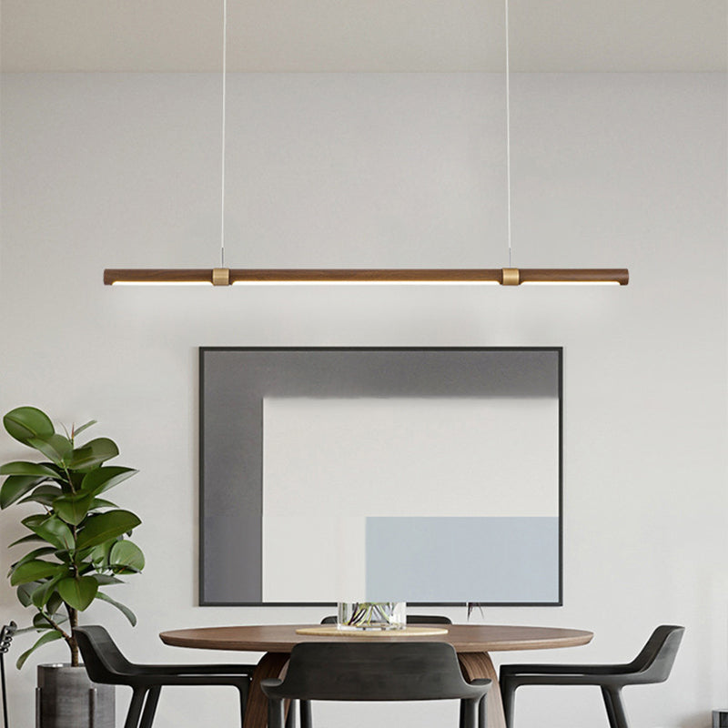 Modern Single Brown Kitchen Island Lighting LED Wooden Island Pendant Lighting