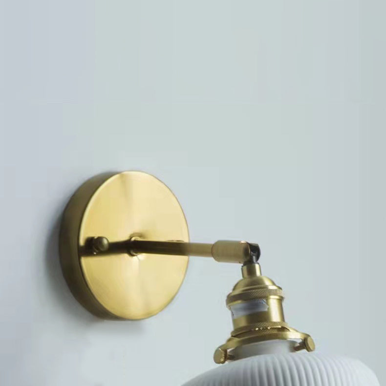 Modern Metal Wall Sconce Cylinder Shape Vanity Lamp with Ceramic Shade for Bathroom