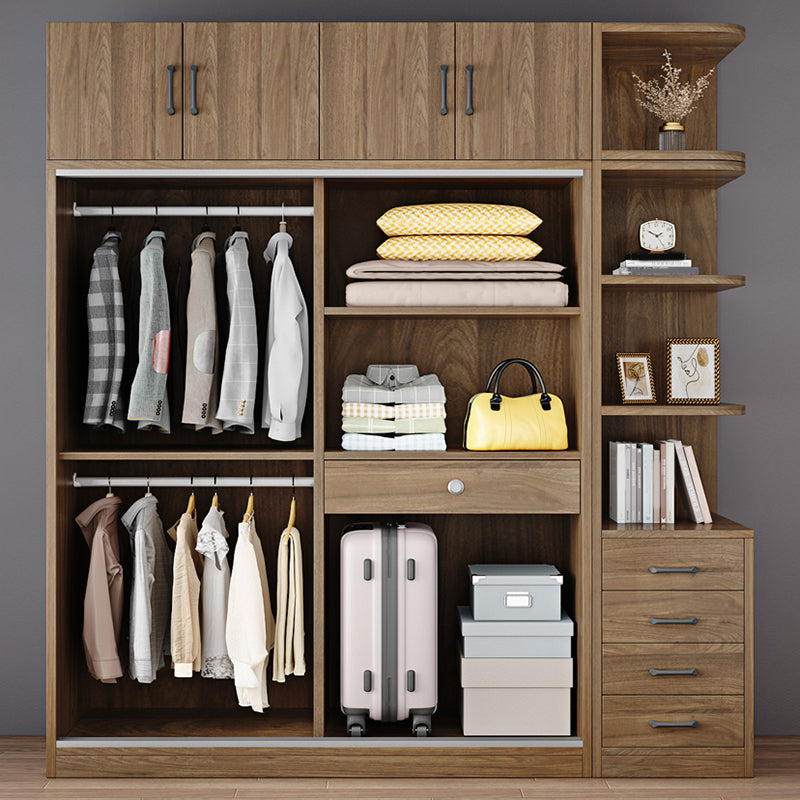 Modern Style Freestanding Wardrobe Pine Wood Wardrobe with Drawer