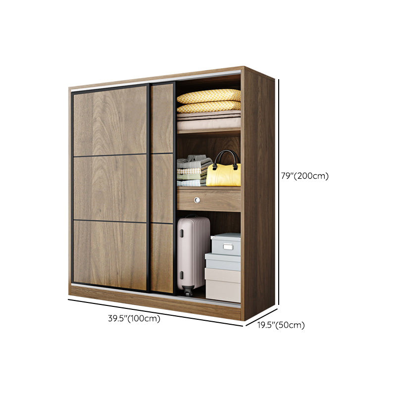 Modern Style Freestanding Wardrobe Pine Wood Wardrobe with Drawer