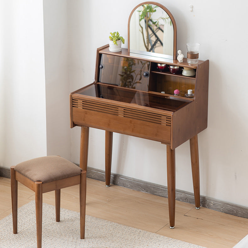 Modern Drawer Dressing Table Solid Wood Dresser Mirrored Vanity Set