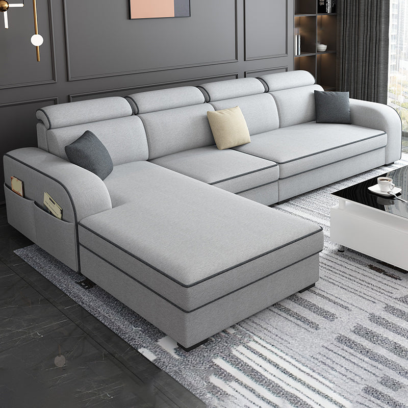 31.49" Tall Sectional Sofa Faux Leather/Linen Modular Sofa with Cushion Back