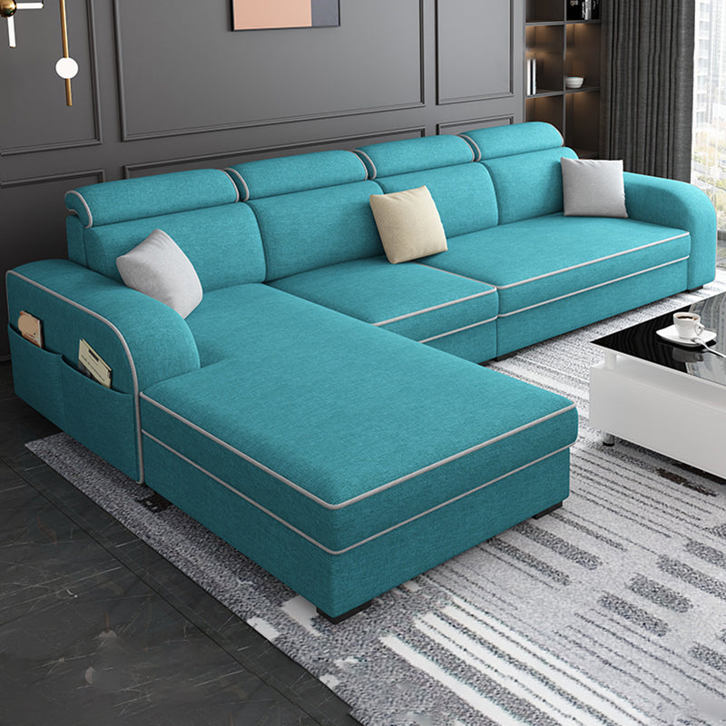 31.49" Tall Sectional Sofa Faux Leather/Linen Modular Sofa with Cushion Back