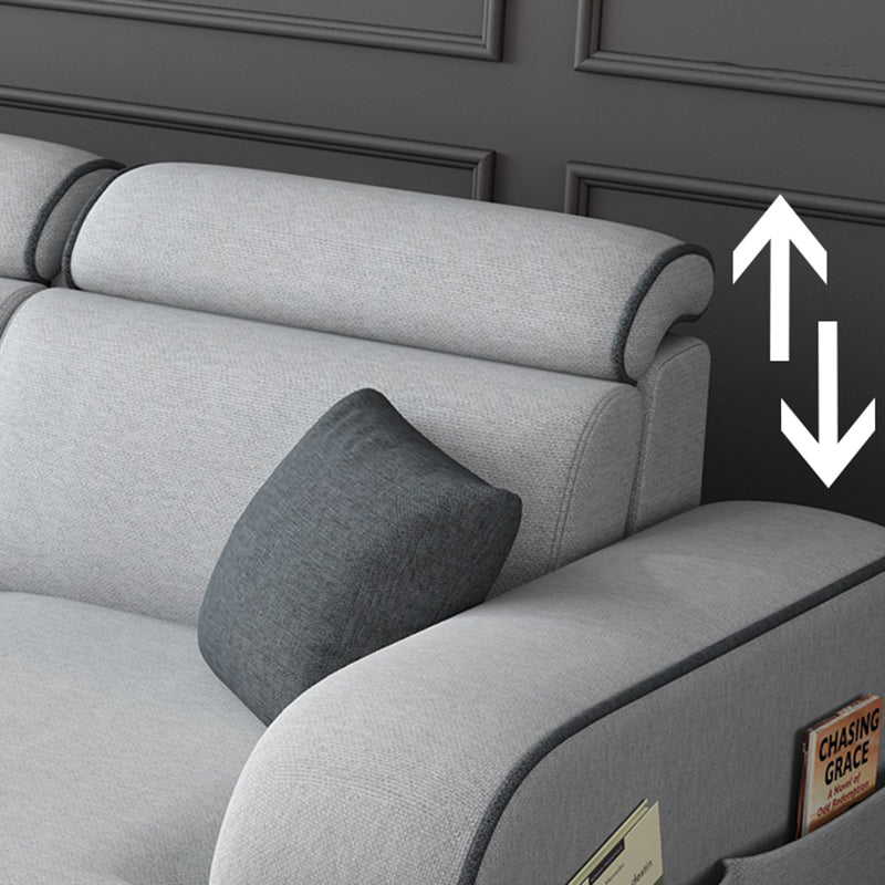 31.49" Tall Sectional Sofa Faux Leather/Linen Modular Sofa with Cushion Back