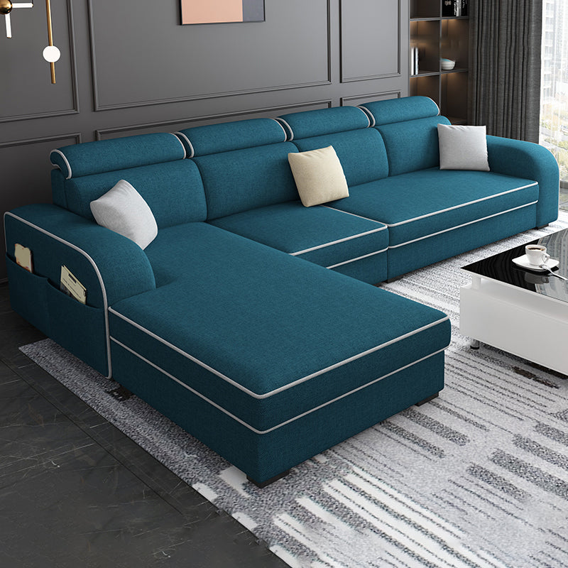 31.49" Tall Sectional Sofa Faux Leather/Linen Modular Sofa with Cushion Back