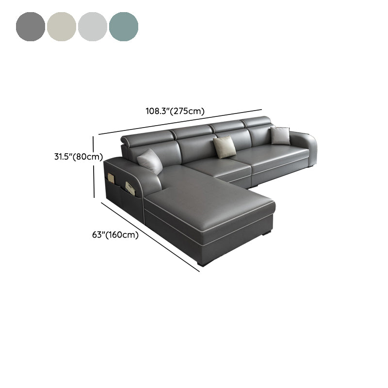 31.49" Tall Sectional Sofa Faux Leather/Linen Modular Sofa with Cushion Back