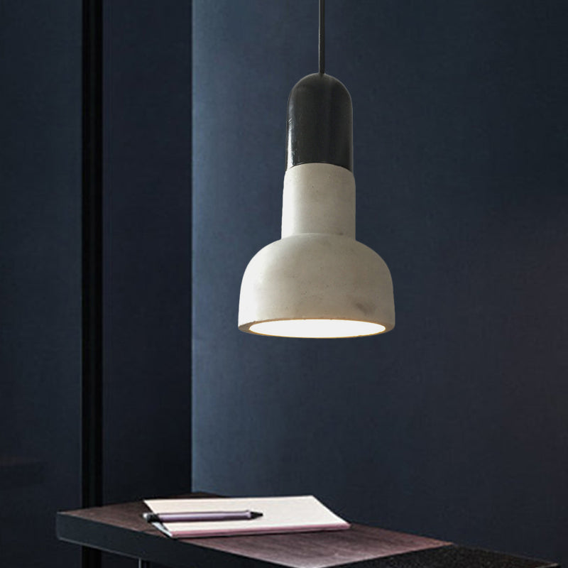 Dome Restaurant Pendant Light Fixture Industrial Cement 1 Light Grey and Red/Black/Wood Ceiling Lamp