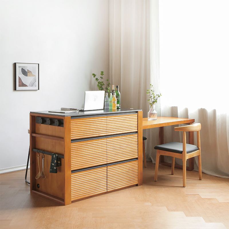 Modern Prep Table with Storage Cabinet Dining Room Island Table