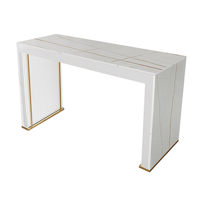 Modern Bar Pub Table Set 1/3 Pcs  Rectangle Stone Top Bar Table and Upholstered Stools