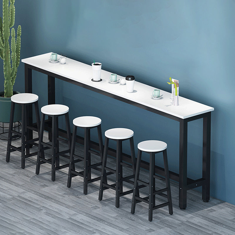 Industrial Rectangle Wood Counter Table 6 Pieces Bar Table Set for Cafe