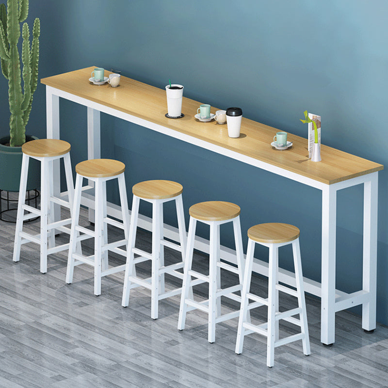 Industrial Rectangle Wood Counter Table 6 Pieces Bar Table Set for Cafe