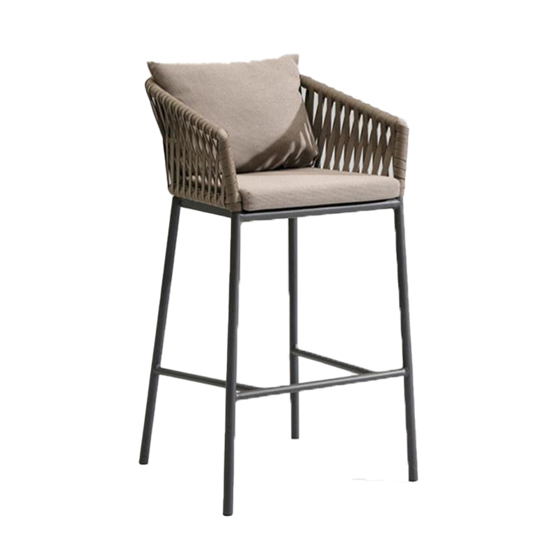 Tropical Outdoor Bistro Chairs Rattan With Arm Aluminum Patio Dining Chair