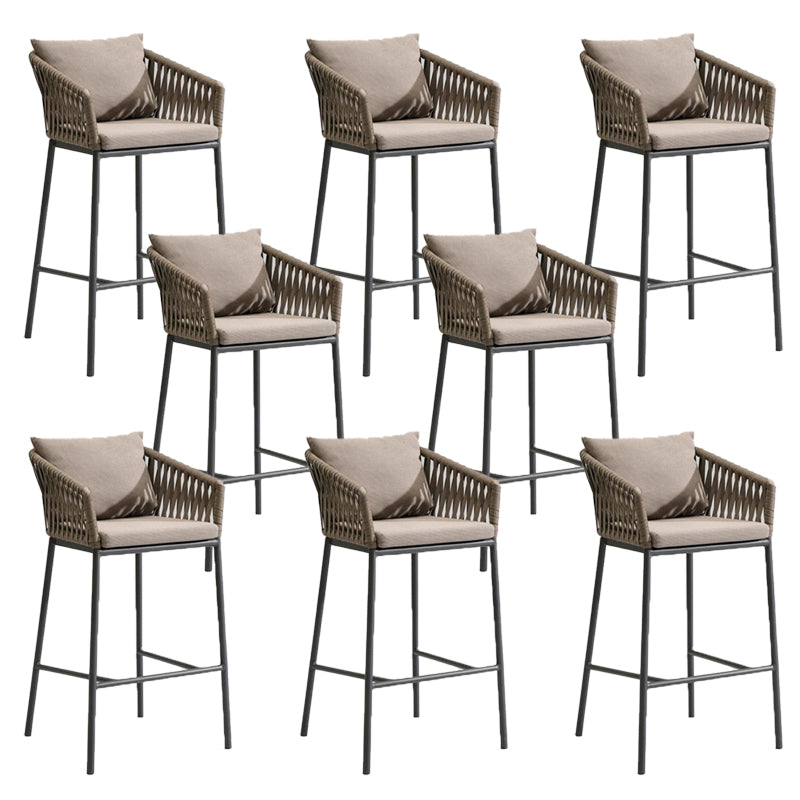 Tropical Outdoor Bistro Chairs Rattan With Arm Aluminum Patio Dining Chair