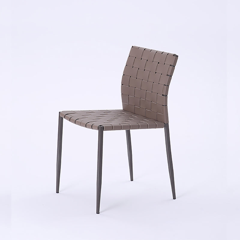 Tropical Dining Side Chair Metal and Faux Leather Indoor-Outdoor Chair