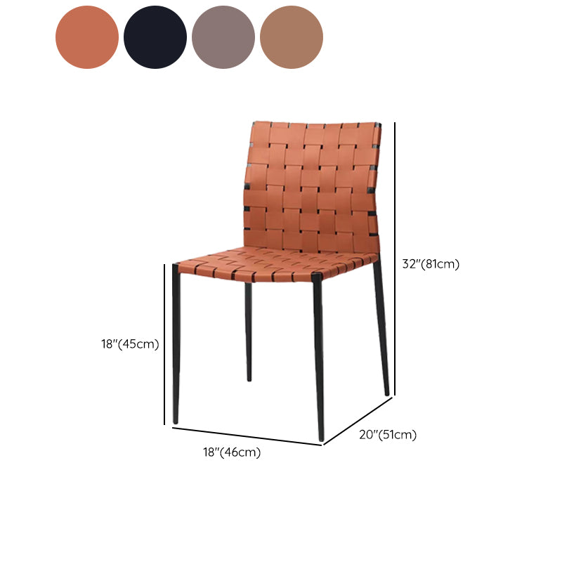 Tropical Dining Side Chair Metal and Faux Leather Indoor-Outdoor Chair