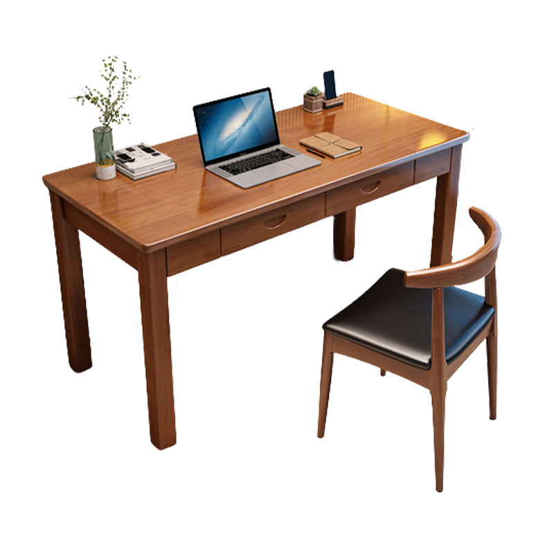Solid Wood Writing Table with 2 Storage Drawers Contemporary Child Desk