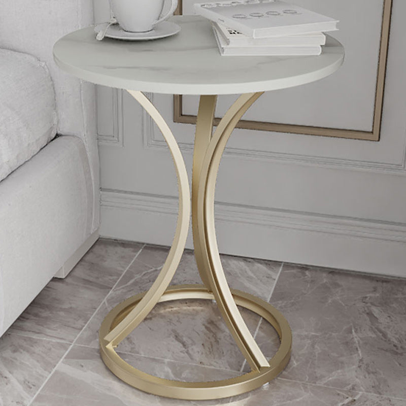 Glam Metal Side End Table Pedestal Round Sofa Side Accent Table