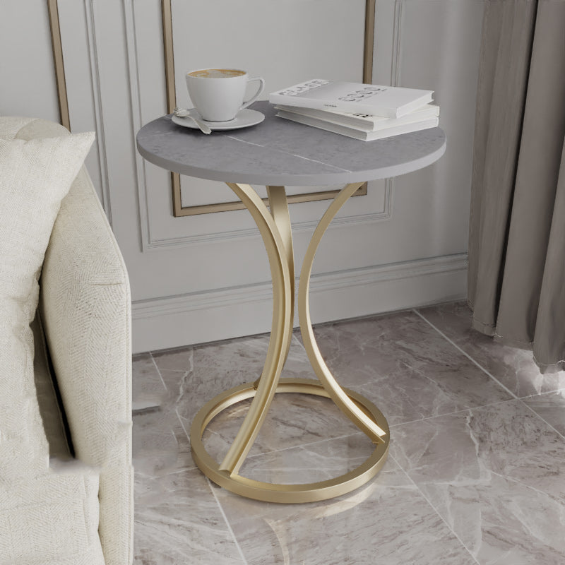Glam Metal Side End Table Pedestal Round Sofa Side Accent Table