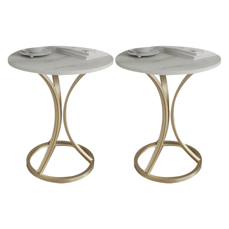 Glam Metal Side End Table Pedestal Round Sofa Side Accent Table
