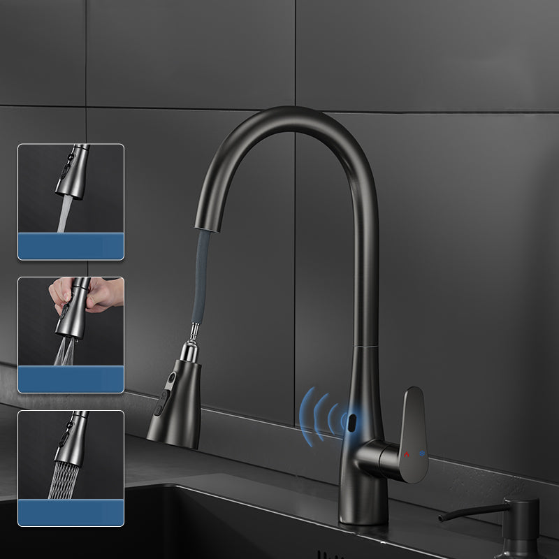 Touchless Sensor Kitchen Bar Faucet Swivel Spout with Pull Down Sprayer