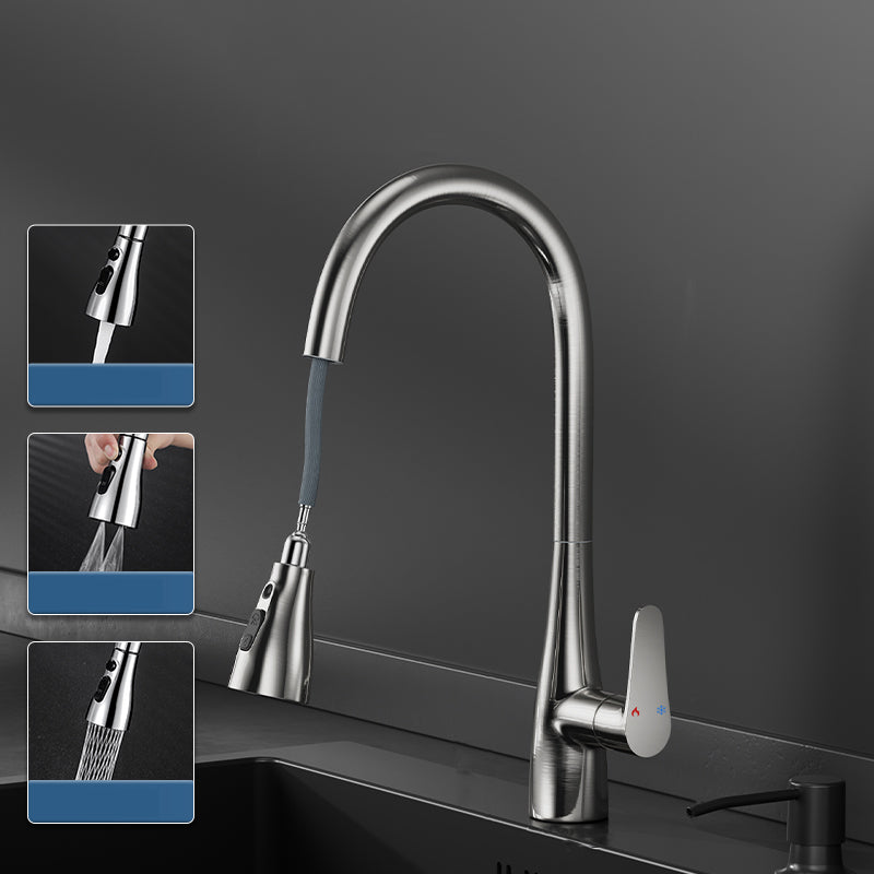 Touchless Sensor Kitchen Bar Faucet Swivel Spout with Pull Down Sprayer