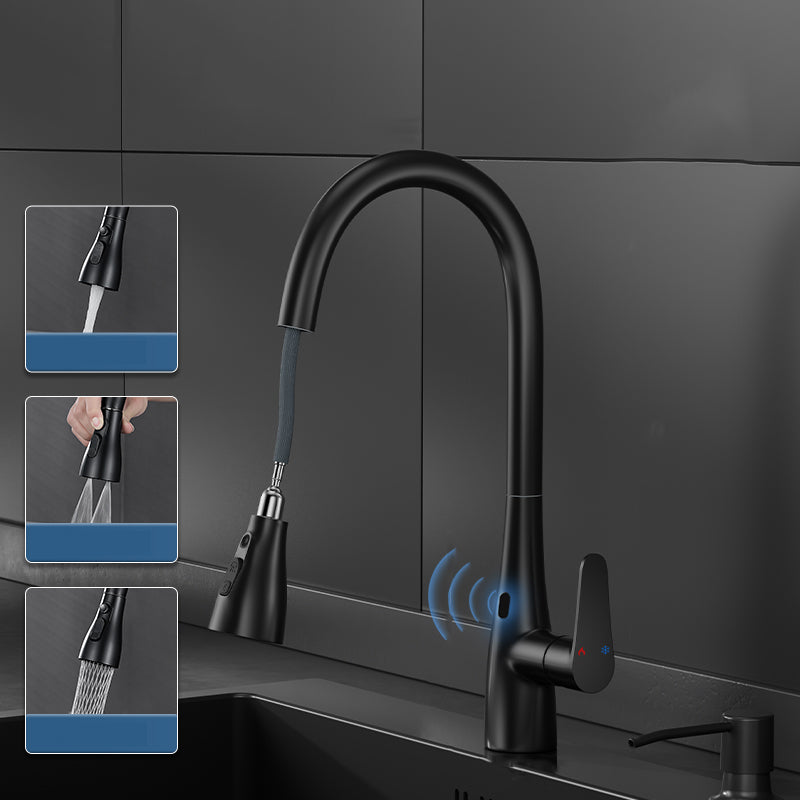 Touchless Sensor Kitchen Bar Faucet Swivel Spout with Pull Down Sprayer