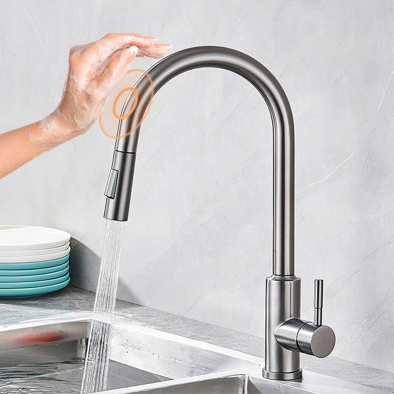 Touch Sensor Kitchen Sink Faucet Swivel Spout with Pull Down Sprayer