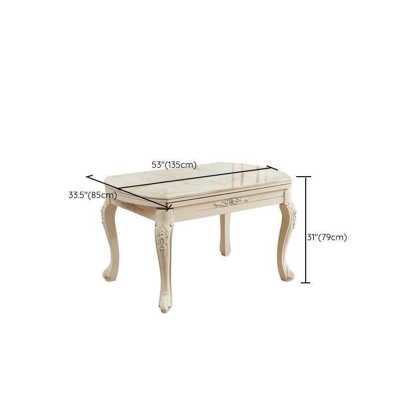Faux Marble Dining Table Round 4 Legs Dining Site Table with Drop-Leaf