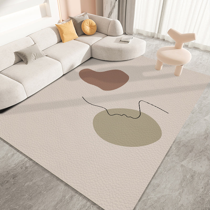 Nordic Style Rug Beige Polyester Carpet Stain Resistant Rug for Living Room