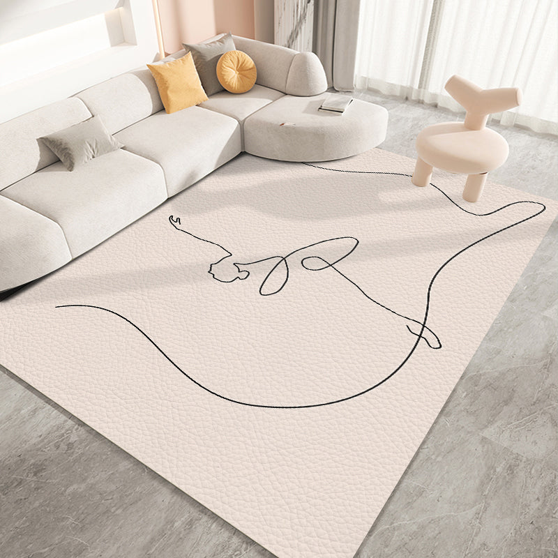 Nordic Style Rug Beige Polyester Carpet Stain Resistant Rug for Living Room