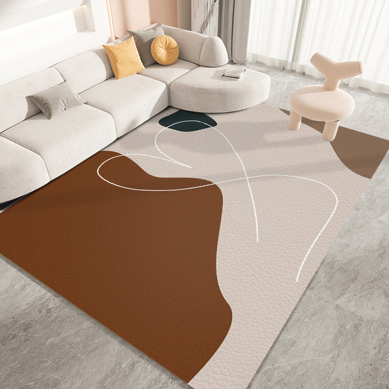 Nordic Style Rug Beige Polyester Carpet Stain Resistant Rug for Living Room