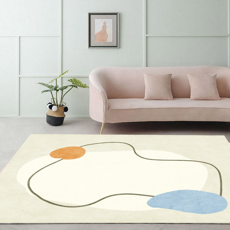 Nordic Rug Beige Polyester Carpet Stain Resistant Rug for Living Room