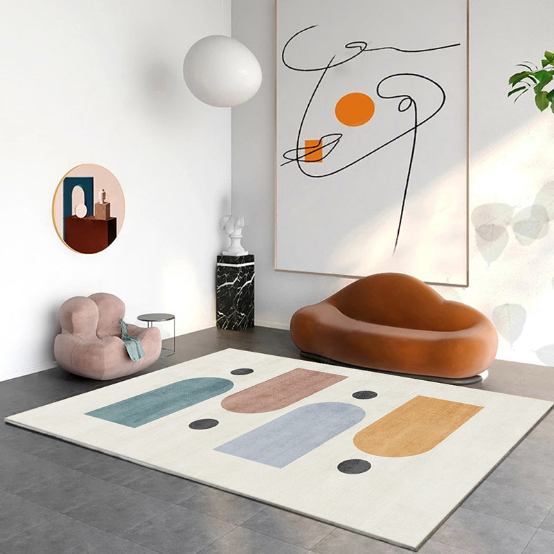 Nordic Rug Beige Polyester Carpet Stain Resistant Rug for Living Room
