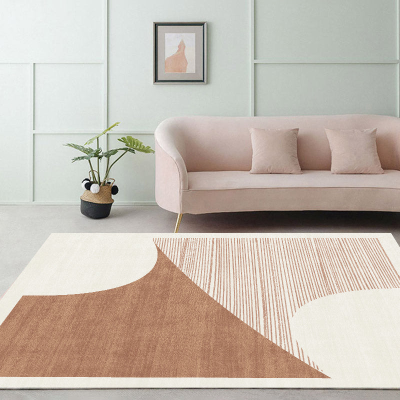 Nordic Rug Beige Polyester Carpet Stain Resistant Rug for Living Room