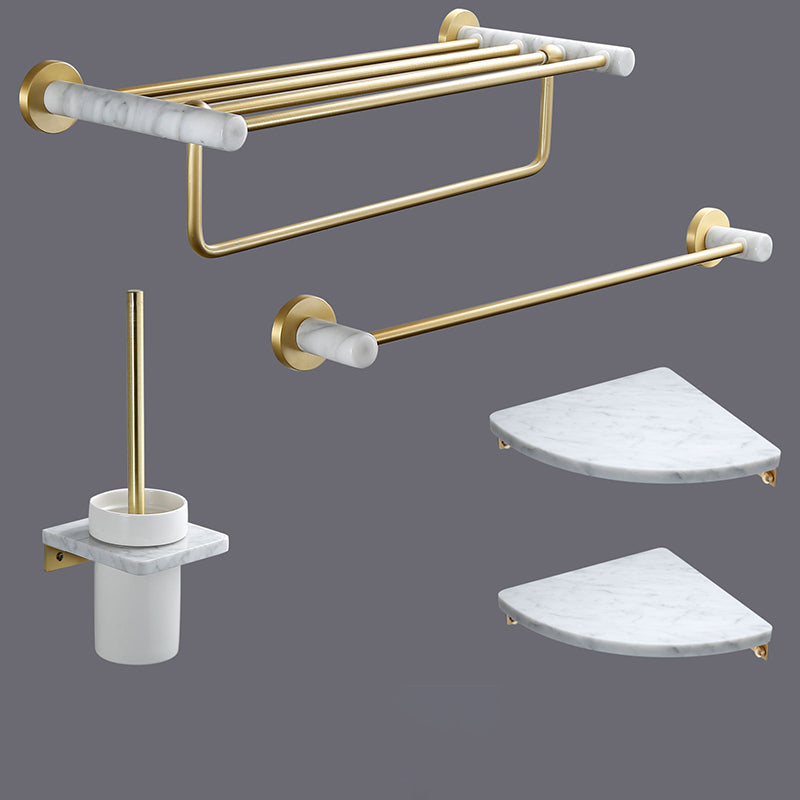 Modern Golden Bath Hardware Set Brass& Marble Bathroom Accessory Kit