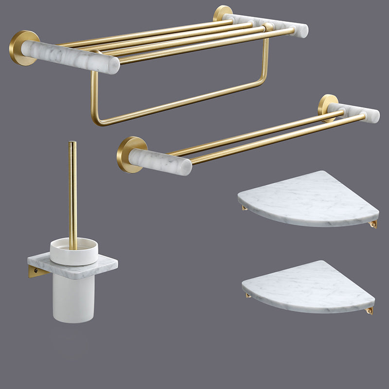 Modern Golden Bath Hardware Set Brass& Marble Bathroom Accessory Kit