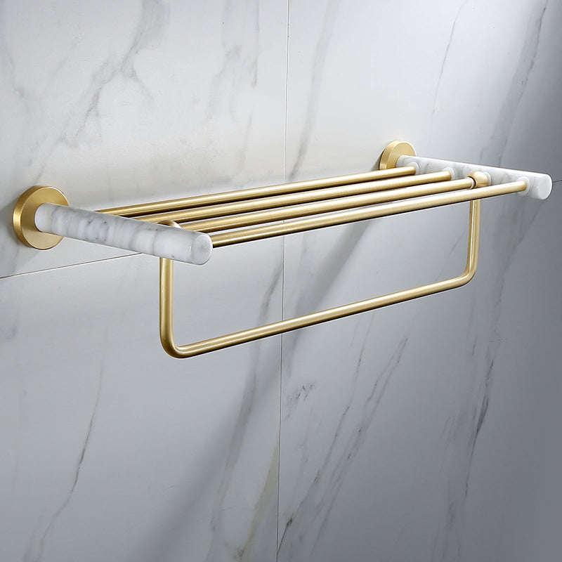Modern Golden Bath Hardware Set Brass& Marble Bathroom Accessory Kit