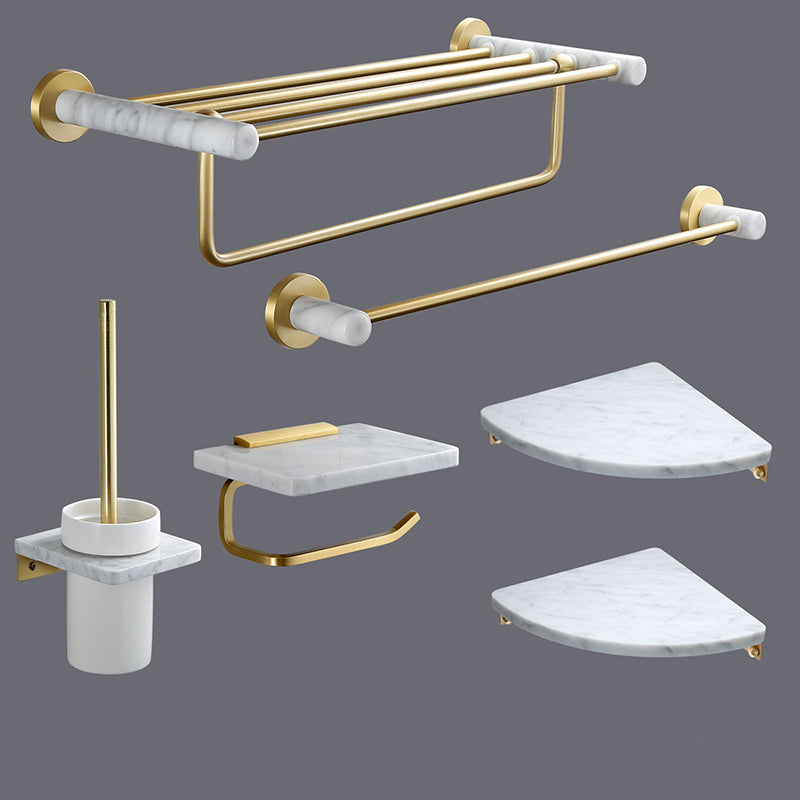 Modern Golden Bath Hardware Set Brass& Marble Bathroom Accessory Kit