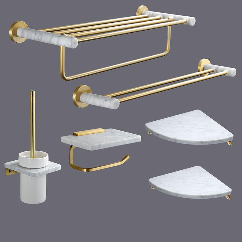 Modern Golden Bath Hardware Set Brass& Marble Bathroom Accessory Kit