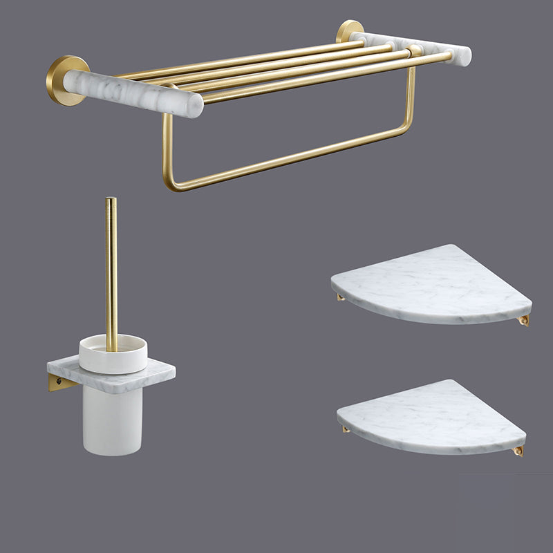 Modern Golden Bath Hardware Set Brass& Marble Bathroom Accessory Kit