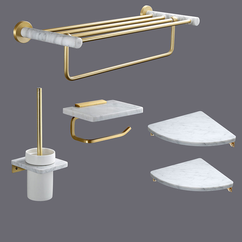 Modern Golden Bath Hardware Set Brass& Marble Bathroom Accessory Kit