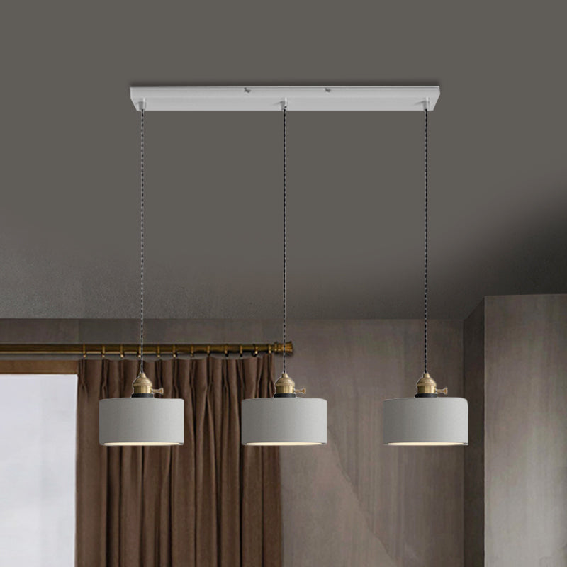 Kit di lampade a sospensione vintage multi-pendente a 3 luci con tonalità di cemento a campana/cono/cono in grigio, altezza 3 "/5"/6 "