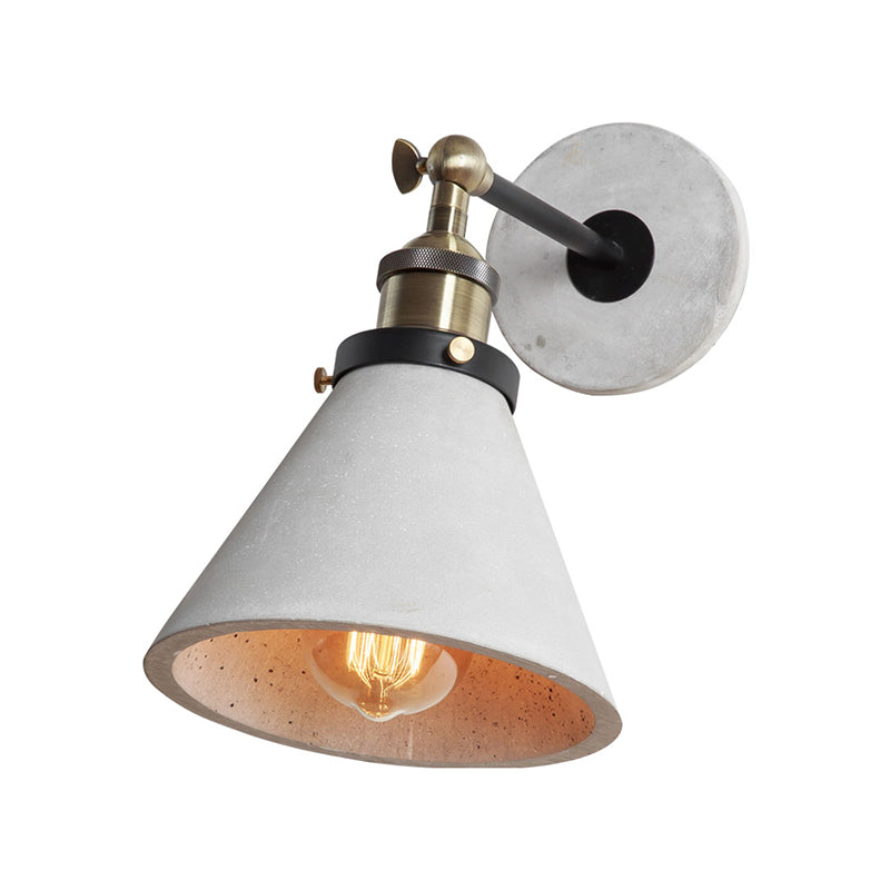 Grey Cone/Bowl/Dome Wall Light Sconce Vintage Cement 1 Light Kitchen Rotatable Wall Mounted Lamp