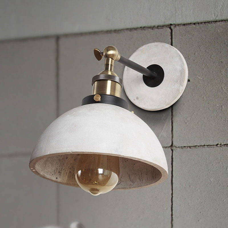 Grey Cone/Bowl/Dome Wall Light Sconce Vintage Cement 1 Light Kitchen Rotatable Wall Mounted Lamp