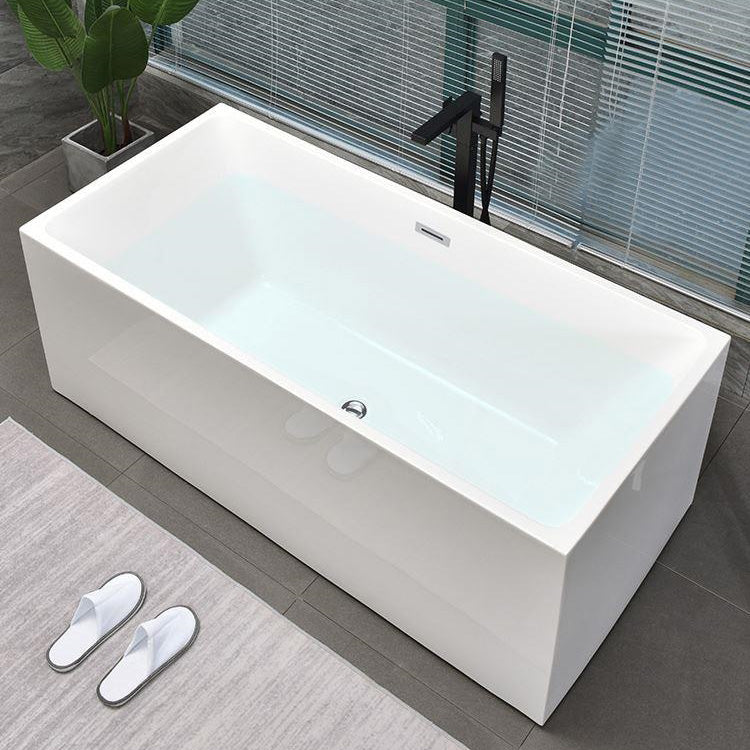 Back to Wall Bath Rectangular Antique Finish Soaking Modern Bath Tub