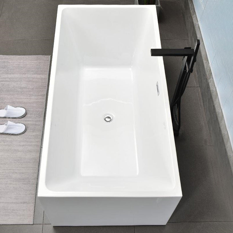 Back to Wall Bath Rectangular Antique Finish Soaking Modern Bath Tub