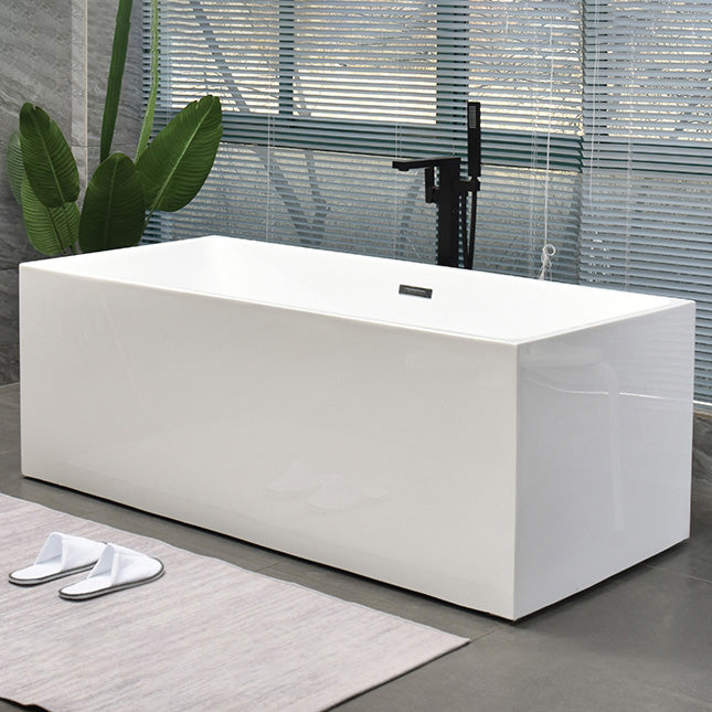 Back to Wall Bath Rectangular Antique Finish Soaking Modern Bath Tub