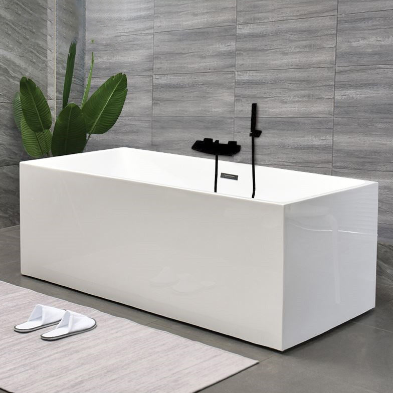 Back to Wall Bath Rectangular Antique Finish Soaking Modern Bath Tub