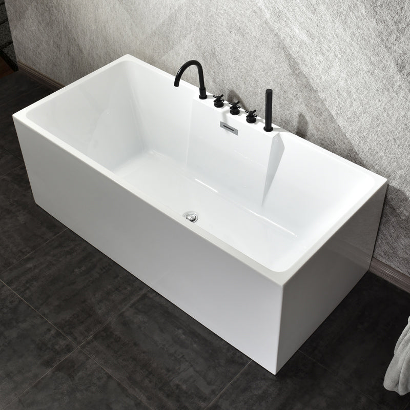 Back to Wall Bath Rectangular Antique Finish Soaking Modern Bath Tub