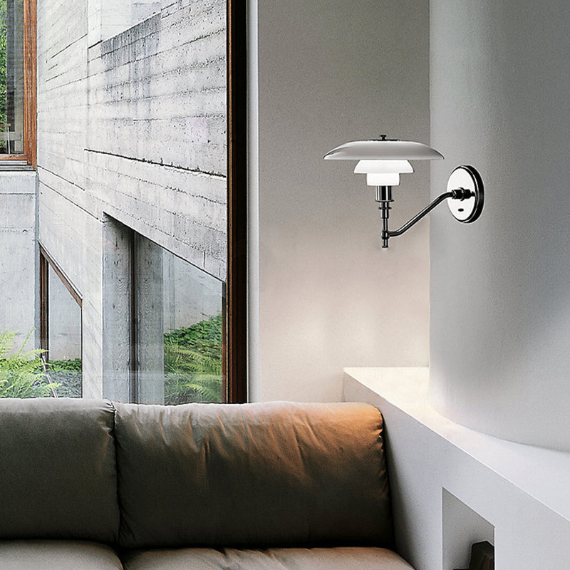 Industrial Glass Wall Lighting Ideas White Shade Wall Lamp for Living Room